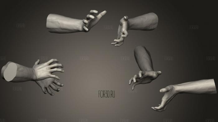 Male Hands 12 stl model for CNC